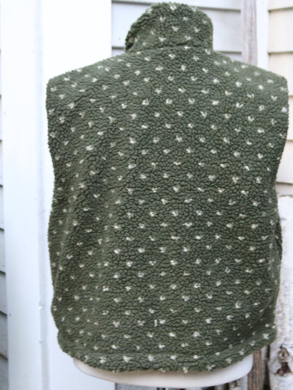 NEW Buttermelon Olive Beige Dot Sherpa Fleece Corduroy Lined Full Zip Vest Sz S - Picture 5 of 10